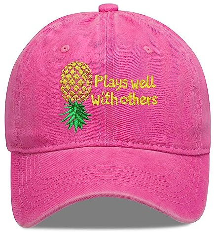 Spielt gut mit anderen bestickten Baseballmütze, umgekehrt, Ananas-Baseballkappe, verstellbare Stickerei, Denim-Hüte