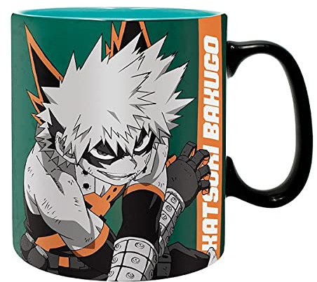 Abystyle Z110215 My Hero Academia Tasse Izuku und Bakugo, Schwarz/Rot/Türkis, 460 ml Fassungsvermögen