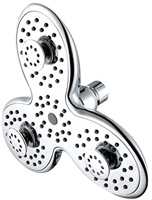 Klobvtt Fester Duschkopf, Blütenblatt-Regenduschen mit 3 Strahleinstellungsmodi, gebürstetes Chrom-Finish, Einstellbarer Winkel, Hochdruck-Duschkopf für Duschen mit geringem Durchfluss
