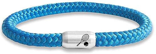 Paris Montana Das Original Tennis Tennisschläger Wimbledon Club Segeltau Armband Mit Gravur Und Magnetverschluss Tennisball Schmuck (Royal-Blau, 24.00)