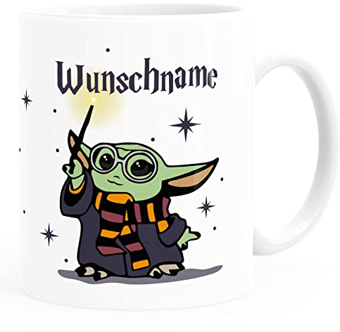 MoonWorks® Namenstasse personalisierte Kaffee-Tasse mit Namen Baby-Yoda persönliche Geschenke Weihnachten Wunschname weiß standard