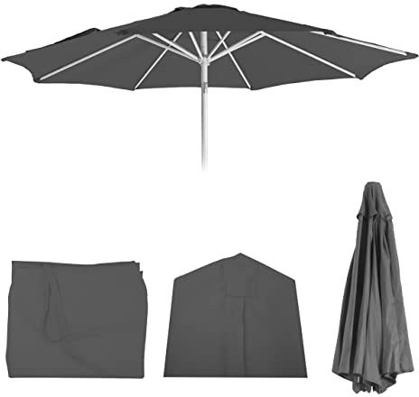 Mendler Ersatz-Bezug für Sonnenschirm N18 Ø 2,7m - anthrazit | Sonnenschirmbezug, Ersatzbezug, Stoff/Textil, 5kg