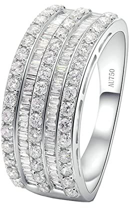Ayoiow Ehering Damen Einzeln, Trauring Frau mit Rund Diamant 1ct Ring Weiß Größe 48 (15.3)