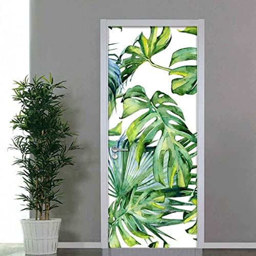 Türtapete Selbstklebend Grüne Blätter Pflanzen 90 X 200 Cm Türposter Fototapete Poster Tapete Pvc 3D Türaufkleber Selbstklebend Diy Türbild Wandbild - Kinderzimmer Wohnzimmer Küche Schlafzimmer Tür F