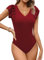 Missufe Body da donna elegante con volant a maniche corte scollo a V estivo top estivo