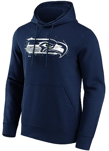 Seattle Seahawks NFL Hoodie Kapuzenpullover Sweatshirt ** Splatter Crest Graphic ** (XL)