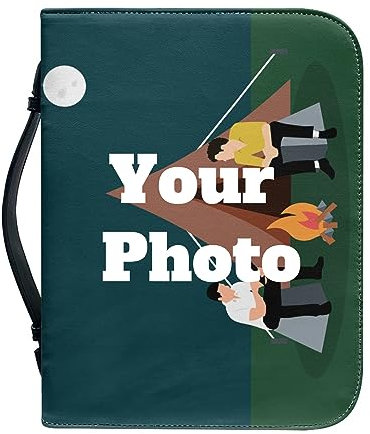 GZYZXP Personalizzare Custodia per Bibbia, Porta Libro da Viaggio, con Manico e Tasche con Cerniera, con Cerniera, Ideale per Studio biblico/Uso Quotidiano, Disegno Impermeabile, Foto Personalizzate