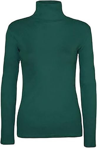 STAR FASHION GLOBAL LTD Ladies Polo Neck Stretch Long Sleeve Womens Plain Top Jumper 8-26 (Bottle Green, 18)