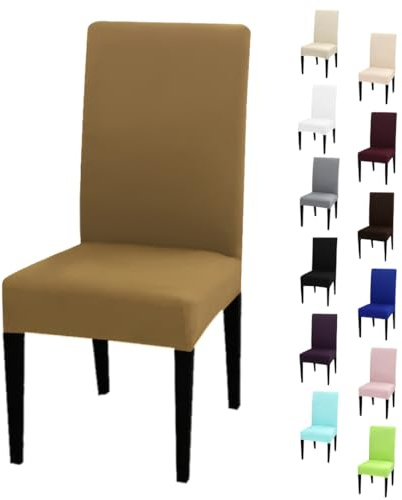 eventkauf Stuhlhusse Stretch elastischer Stuhlüberzug Esszimmer Stuhlbezug Dehnbar Hochzeit Hussen bi-Elastic Spannbezug, 1 Stück (Goldbraun)