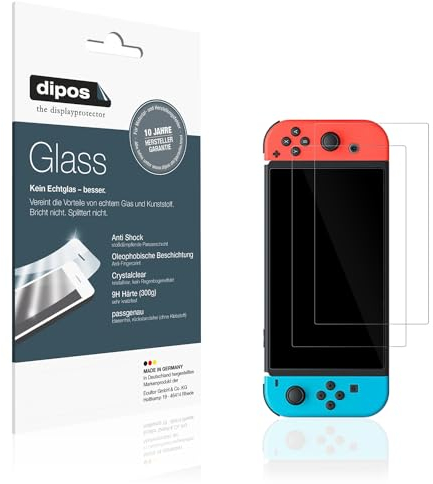 dipos I 2X Protector de Pantalla Compatible con Nintendo Switch OLED Vidrio Flexible Cristal Proteccion 9H