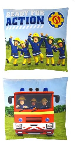 1 Stück Kinderkissen - Dekokissen ca. 30cm x 30cm - Standard 100 by Oeko-TEX® geprüfte Qualität- Original Lizenzware - Feuerwehrmann Sam