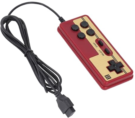 Tosuny Controlador de 8 Bits, Controlador de Juegos, Mini Controlador de Bolsillo FC Gamepad de 9 Pines, Controlador con Cable Rojo y Blanco con Juegos de Joystick Compatibles y Función