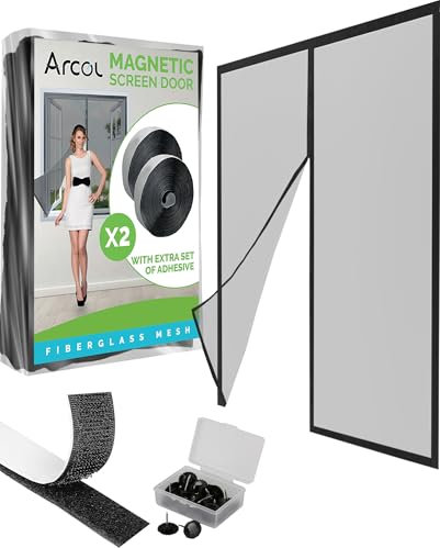 ARCOL Zanzariera Magnetica Finestra 70x150 cm in Fibra di Vetro – Stop Zanzare in 3 Min., Rete Ultra-Fine Anti-Insetti, Chiusura Automatica con Magneti e Pesi, Nastro a Strappo Extra-Largo (Nero)