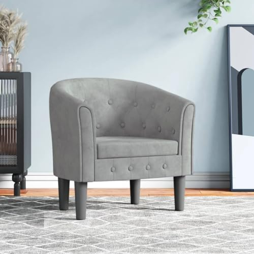 THOYTOUI Clubsessel, Leseessel Cocktailsessel Loungesessel Kinosessel Geeignet für Stube Schlafzimmer Speisesaal Wohnzimmer Hellgrau Samt