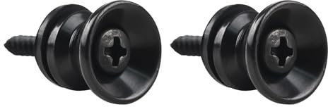 WANDIC Gitarrengurtknöpfe, Endstift-Set, 2 Stück, Schwarze Metallgurt-Verriegelungsknöpfe, Gitarrenbefestigungsschrauben, Endstifte für elektrische Akustikgitarre, Bass, Ukulele