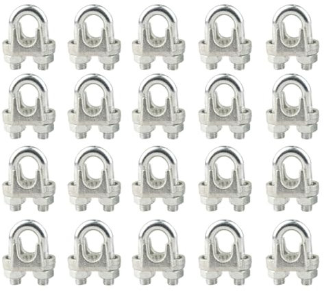 20 Pezzi Morsetti Cavo Acciaio M3 Morsetti Serracavo Clip per Fune Metallica Inox 304 Bullone a U Adatto per Fune d'acciaio 2mm-3,5mm Fune,per bulloni a U