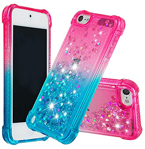 BLOTECH Hülle für iPod Touch 6 Touch 5 Touch 7 Glitzern Glitter Bling Bling Flowing Sand Design Silikon Gradient Farbe Handyhülle TPU Zurück Dünn Schlank Bumper Glänzen Schutzhülle für iPod Touch 6