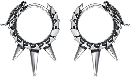 PROESS Spike Drachen Ohrringe 925 Sterling Silber Punk Spike Creolen Ohrringe Drachen Schmuck Geschenke für Frauen Herren