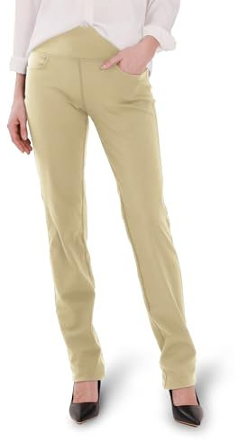SAFORT Damen Yogahosen Gerade Geschnittene Für Yoga Jogginghose, 4 Hosentaschen Freizeithose, 160cm -182 cm, Khaki, XL