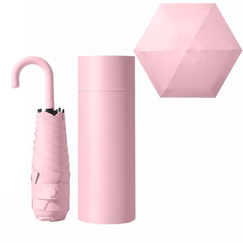erised's bifrost Mini paraguas plegable de viaje con mango en forma de gancho, pequeño, portátil, con protección UV del 99,9%, lluvia y sol, ligero, de bolsillo pequeño o mochila para mujeres y niños