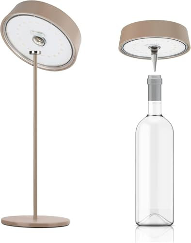 Palmina 901,2in1 lampade da tavolo senza fili e lampada bottiglia ricaricabile,lampade da tavolo ricaricabili E Dimmerabile In Alluminio,4400mah,Protezione IP54,esterno/Interno/Khaki