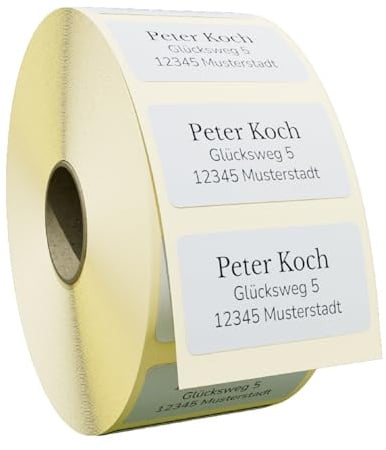 Adressetiketten Selbstklebend – Adressaufkleber Personalisiert, Sticker Personalisiert – Starke Haftkraft, Individuell Gestaltbar – Für Büro und Schule, Gut Lesbar, Viele Schriftarten (50 Stück)