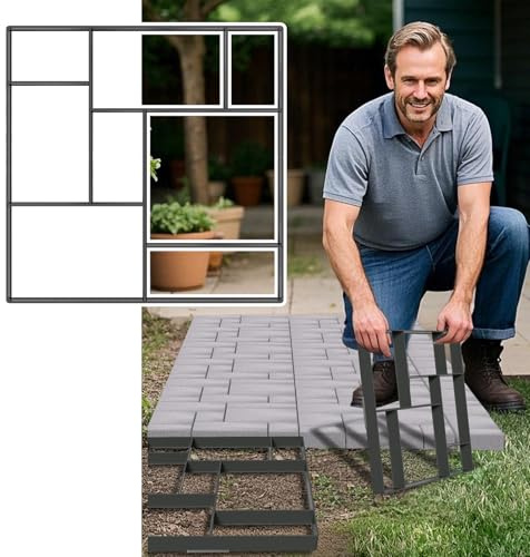NAIZY 1 pezzo stampo per calcestruzzo fai da te 50x50cm forma per cassaforma 8 griglie NO.1 quadrato stampo per pavimentazione stampo per colata calcestruzzo modello stampo per pavimentazione plastica