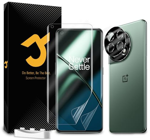 JZG 2 x Protector Pantalla para OnePlus 11 (6,70 Pulgadas) con 2 x Protector de Lente de Cámara, Autorreparación, Compatible Huellas Dactilares ID, HD Clara, Antiarañazos