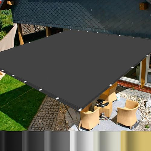 Vela Ombreggiante Rettangolare 6 x 8 m Resistenza Allo Strappo Rete Ombreggiante Protezione Antivento e UV per Esterno, Giardino e Terrazza, Piscina, Grigio Scuro