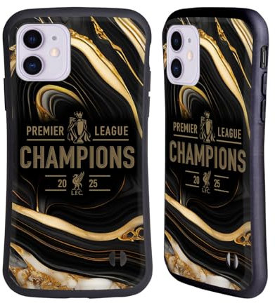 Head Case Designs Officially Licensed Liverpool Football Club Black Marble 2025 Premier League Champions Hybrid Case Compatible With Apple iPhone 11