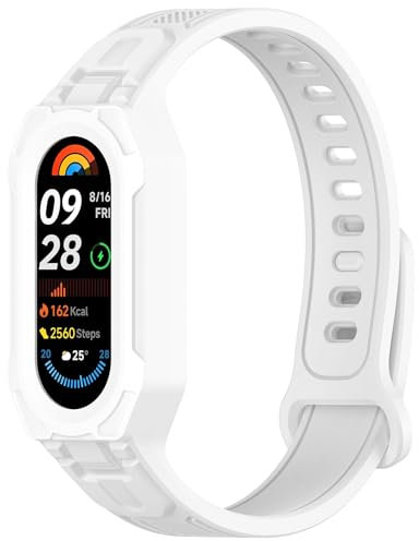 Bdsidy Silicone Replacement Bandes for Xiaomi Band 9 8 7 6 5 4 3 Watchband, Adjustable Wristband Sport Replacement Strap for xiaomi band 9 8 7 6 5 4 3 Smartwatch Accessories (White)