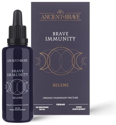 Ancient + Brave Immunity - Mushroom Tincture with Ginger Extract, Ginger Root & Vitamin C - Botanial, Adaptogenic Supplement - Focus Blend, Immunity & Wellness Blend