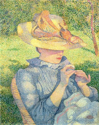 PMEFGJDPE Famous Art Picture Poster Picture the Straw Hat by Théo Van Rysselberghe Colorful Art Print for Home Decor 60x90cm