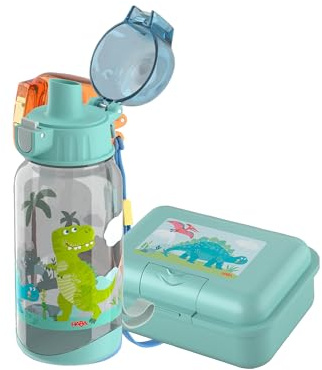 HABA Unisex Geschirr-Set 2-Pack Trinkflasche & Brotdose im Doppelpack - Dino - Größe One Size