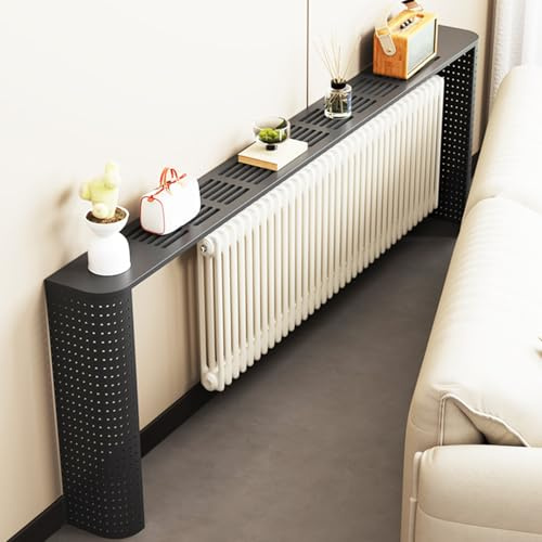 LXRHLIKG Heizungsverkleidung aus Karbonstahl, Heizungsregal, Dekorativer Schrank im Hohldesign mit Oberer Ablagefläche, für Wohnzimmer, Schlafzimmer, Flur(Black,180cm/71in)
