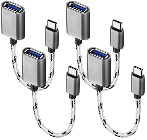 kwinfei 4PCS USB C to USB Adaptor Set, Short USB C Cable Connectors with Aluminum Housing, High Speed 10Gbps Transfer female to c cable and usb c to female cable for Type C Devices