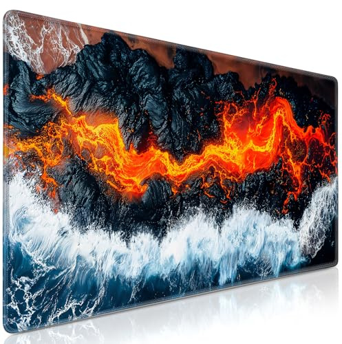 Abetcabe Mauspad XXL, Schreibtischunterlage 900 x 400mm | Mousepad Gaming groß Vernähte Kanten WassXerdicht Anti-Rutsch für PC, Laptop, Maus und Tastatur