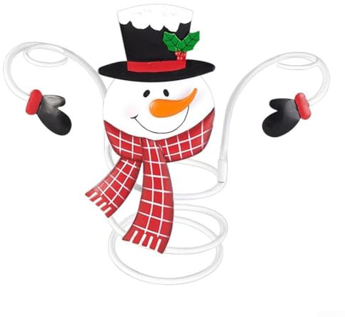 Vasiumic Festive Metal Wine Bottle and Glass Holder with Santa and Snowman Characters, Decorative Christmas Desktop Organiser for Home Bar or Tabletop Display(bracket snowman)