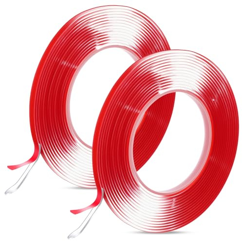 WJIAAA Silikonband Selbstklebend, 2 Rollen 10M Transparentes Silikonband 6mm x 2mm, Nicht Markierend Dichtungsband für Glasplatte für Kaminofen, Feuerschutzplatte, Staubdicht & Wasserdicht