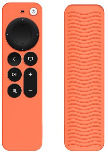Étui de protection à télécommande pour Apple TV 4K Siri Remote 3ème génération (2022)/2ème génération (2021) - Coque en silicone pour accessoire TV (orange non brillant)