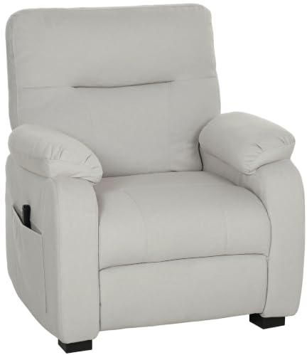 HOMCOM Elektrischer Relaxsessel, verstellbarer Sessel mit USB-Anschluss, Fußstütze, Seitentaschen, Fernbedienung, leiser Motor, 2 speicherbare Positionen, für Schlafzimmer Wohnzimmer Heimkino,