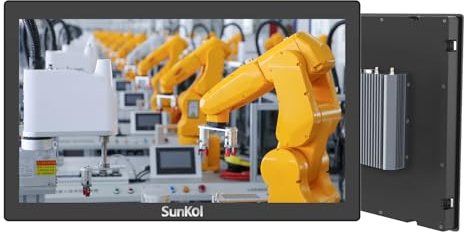 SunKol 21.5 inch Narrow Bezel Industrial Panel PC, Fanless Embedded Touchscreen, I5-10310U, 8GB DDR4 RAM 128GB SSD, IP65 Front, Windows 11 Pro, VESA Mount for Warehouse, Logistics, Automation