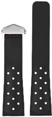 JVEIWAD Uhrenarmband aus Silikonkautschuk, kompatibel mit TAG HEUER MONACO, Armband CARRERA FORMULA 1, Herrenarmband, 22 mm, Uhrenzubehör(Black-silver)