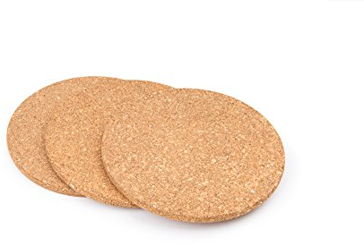 Fox Run Runde Korkuntersetzer für Töpfe, Pfannen und Pflanzen, 18,4 cm Durchmesser x 1,3 cm Dicke, Set mit 3 heißen Pads, 4440