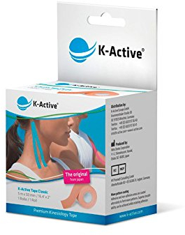 K-Active Kinesiologie Tape Classic BEIGE, wasserabweisend und hypoallergen, 50 mm x 5 m, 1 Rolle