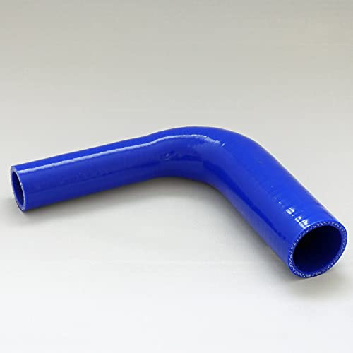 90 degree Reinforced Silicone Reducer Hose Elbow for Turbo or Coolant ID: 38mm > 32mm - Blue