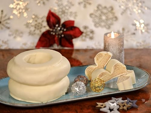 Bäckerei Nestler I Handgefertigter Baumkuchen 2 Ringe mit weißer Schokolade umhüllt I nach Familienrezept gebacken I vom Handwerksbäcker aus dem Erzgebirge I Handwerkliches Qualitätsprodukt