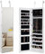 COSTWAY Schmuckschrank mit LED Beleuchtung, Schmuckregal hängend, Spiegelschrank mit Spiegel, abschließbar mit Schlüsseln, Schmuckaufbewahrung für Schmuck & Kosmetika, 120 cm hoch (Weiß)