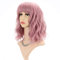 FAELBATY kurze rosa Perücken mit Pony schulterlange Frauen kurze Perücke lockige gewellte synthetische Cosplay Perücke Pastell Perücke für Mädchen Kostüm Perücken (12rosa)