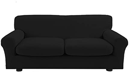 Banzaii Copridivano 2 Posti + Coppia Cuscini, Bielastico, Antimacchia, Nero Made in Italy